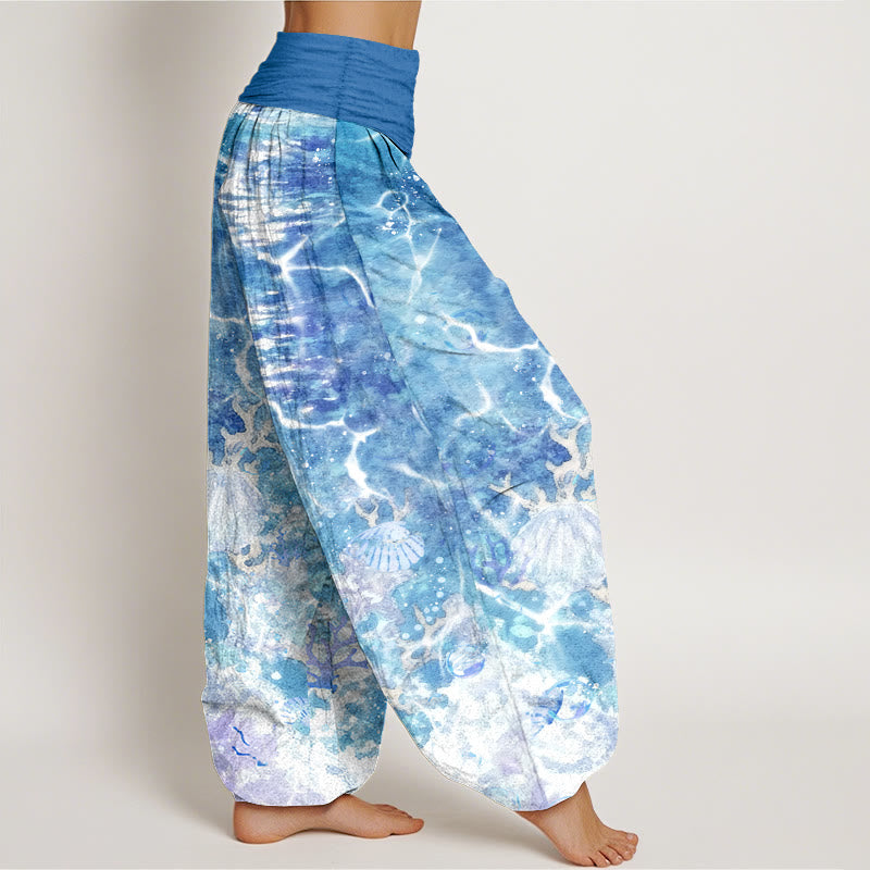 Tactile Cotton Watercolor Print Mindful Movement Harem Pants