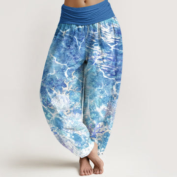 Tactile Cotton Watercolor Print Mindful Movement Harem Pants