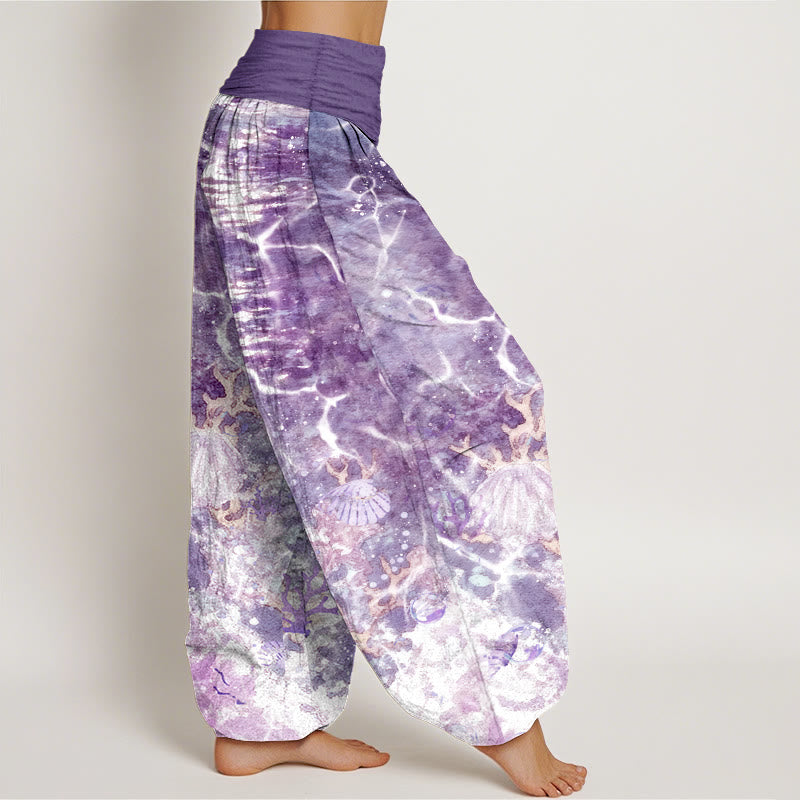 Tactile Cotton Watercolor Print Mindful Movement Harem Pants