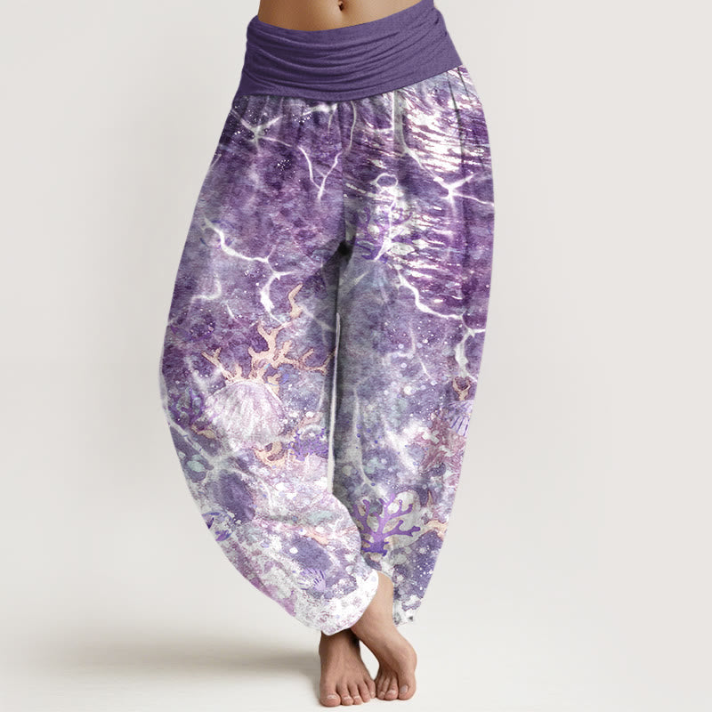 Tactile Cotton Watercolor Print Mindful Movement Harem Pants