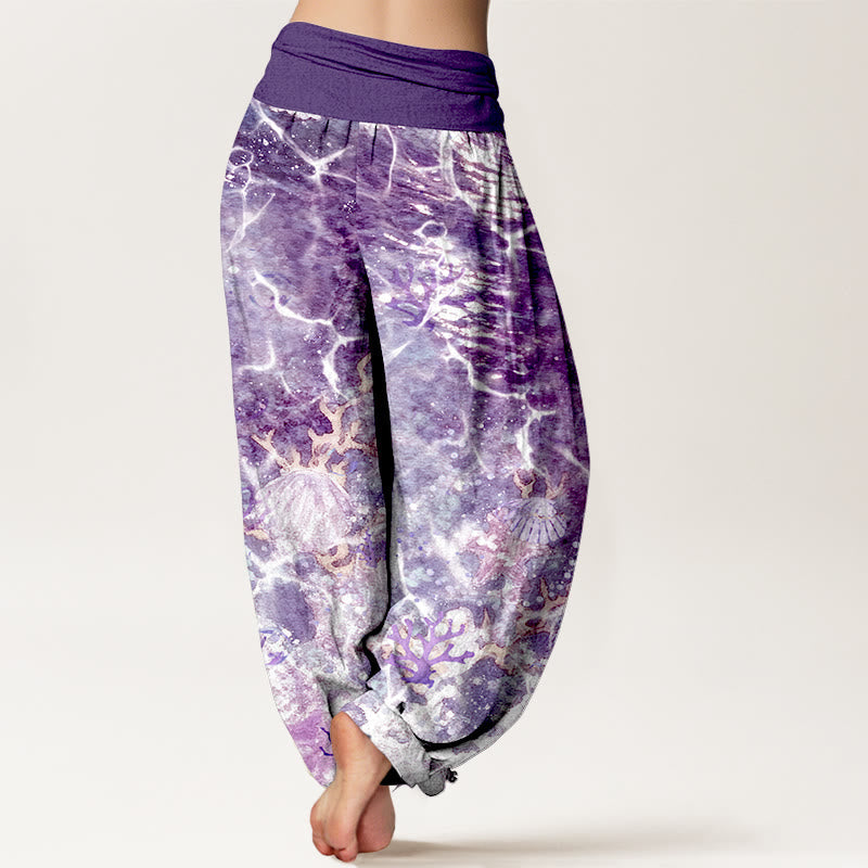 Tactile Cotton Watercolor Print Mindful Movement Harem Pants