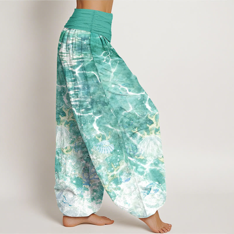 Tactile Cotton Watercolor Print Mindful Movement Harem Pants