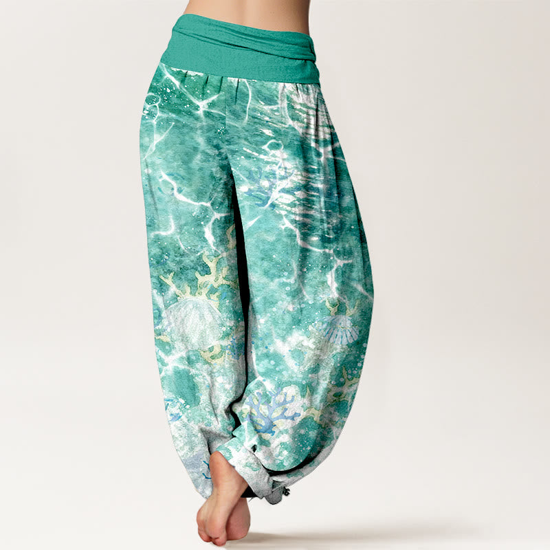 Tactile Cotton Watercolor Print Mindful Movement Harem Pants