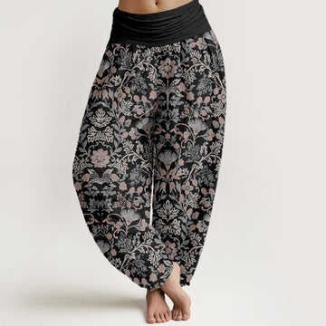 Botanical Cotton Elastic Waist Meditation Harem Pants