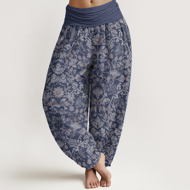 Botanical Cotton Elastic Waist Meditation Harem Pants