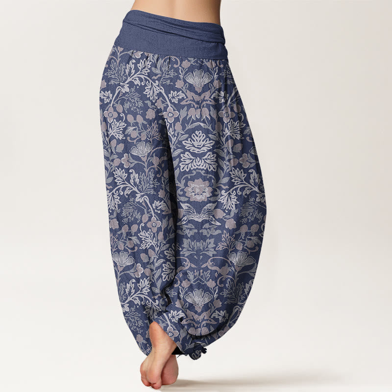 Botanical Cotton Elastic Waist Meditation Harem Pants