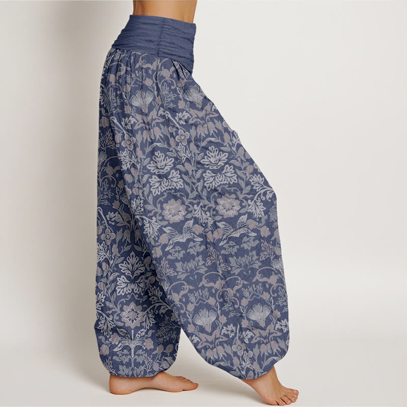 Botanical Cotton Elastic Waist Meditation Harem Pants