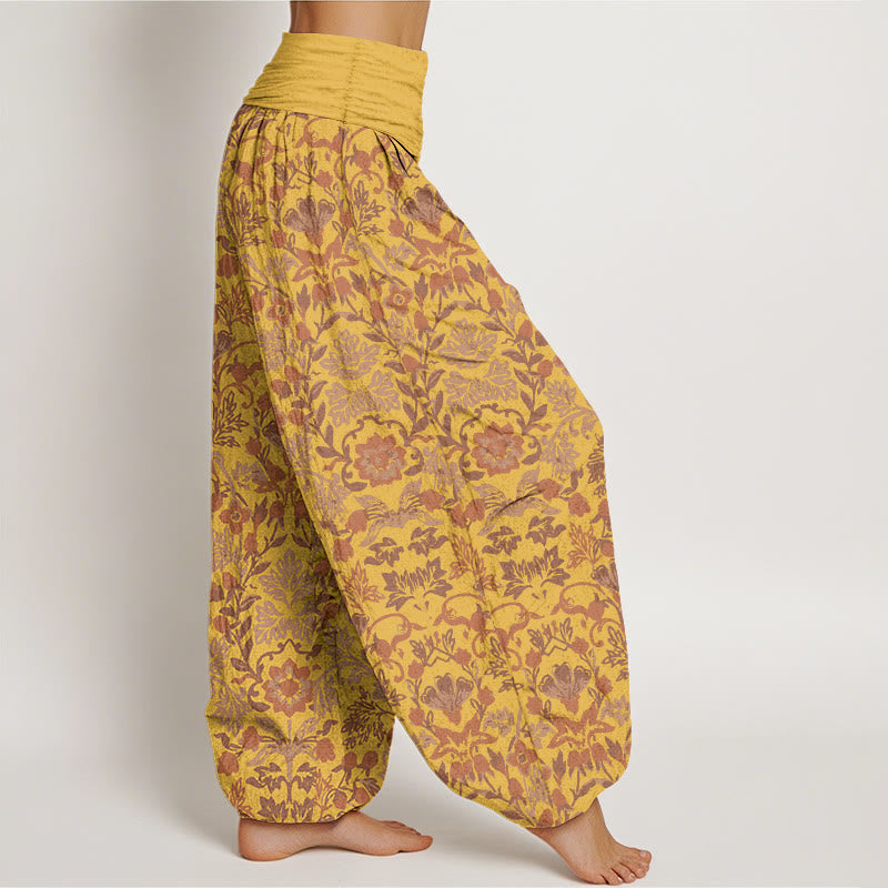 Botanical Cotton Elastic Waist Meditation Harem Pants