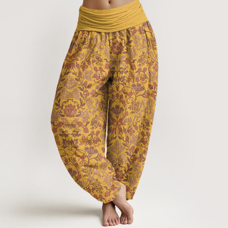 Botanical Cotton Elastic Waist Meditation Harem Pants