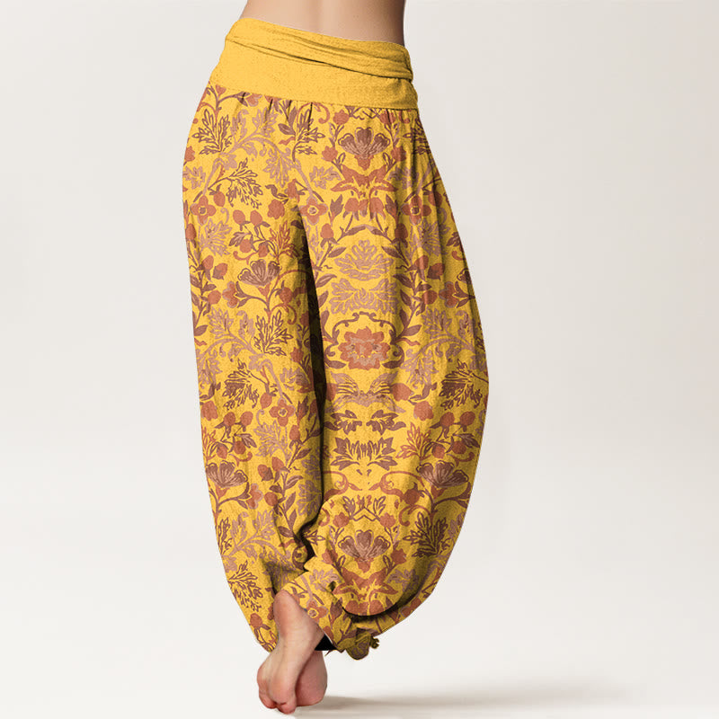 Botanical Cotton Elastic Waist Meditation Harem Pants