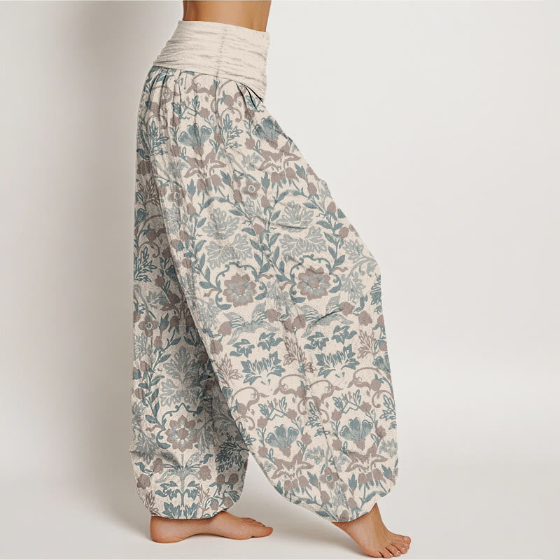 Botanical Cotton Elastic Waist Meditation Harem Pants