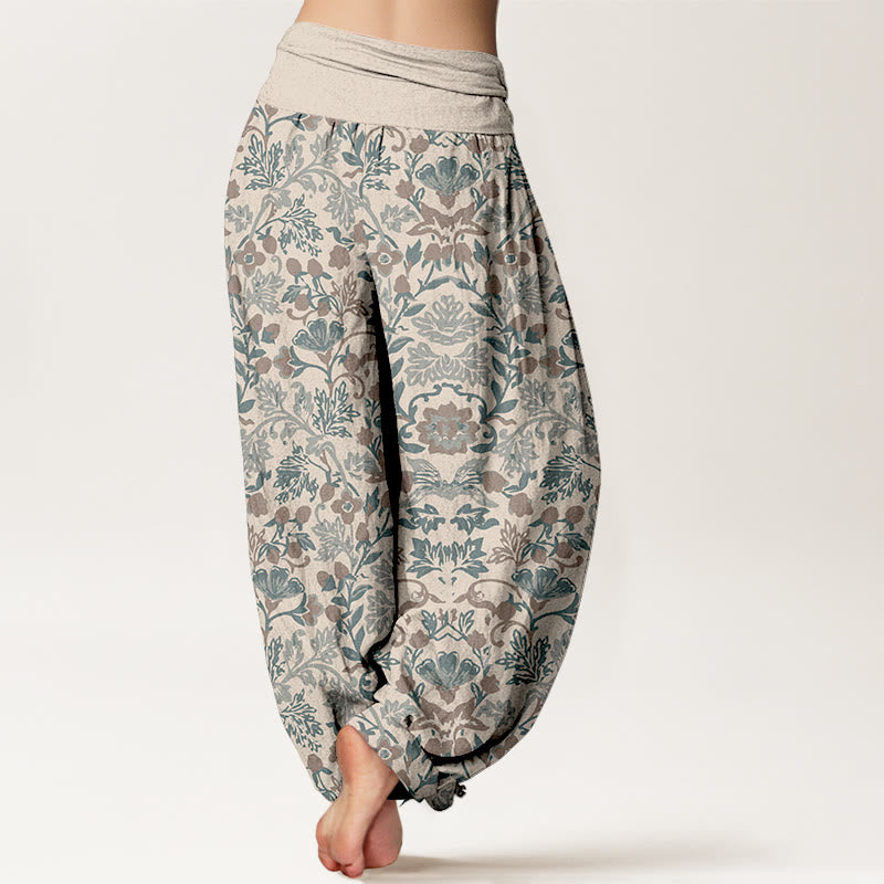 Botanical Cotton Elastic Waist Meditation Harem Pants