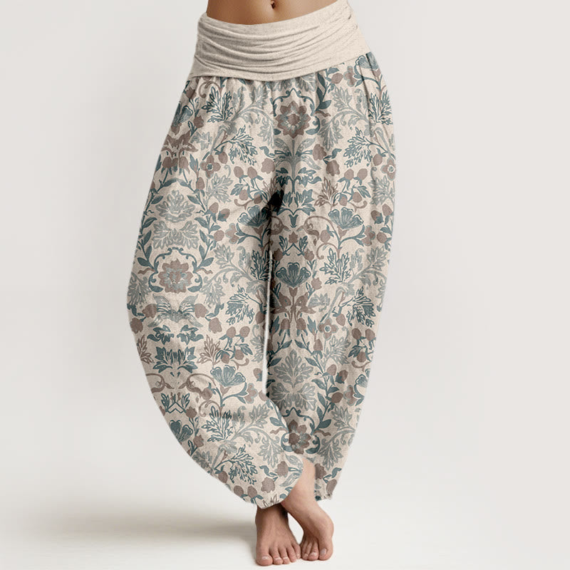 Botanical Cotton Elastic Waist Meditation Harem Pants