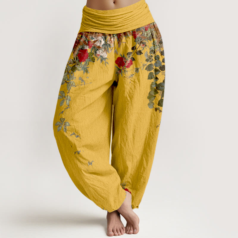 Breathable Cotton Botanical Print Mindful Movement Harem Pants