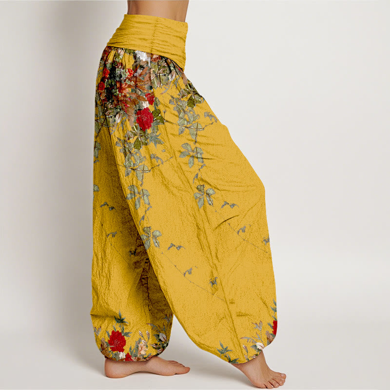 Breathable Cotton Botanical Print Mindful Movement Harem Pants