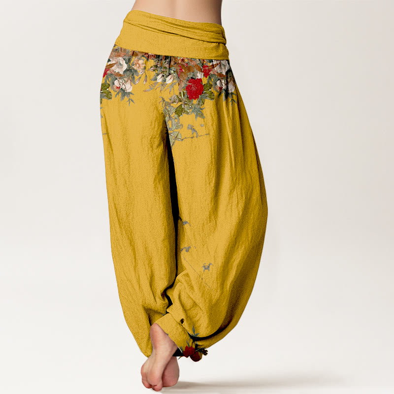 Breathable Cotton Botanical Print Mindful Movement Harem Pants