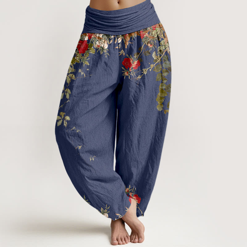 Breathable Cotton Botanical Print Mindful Movement Harem Pants