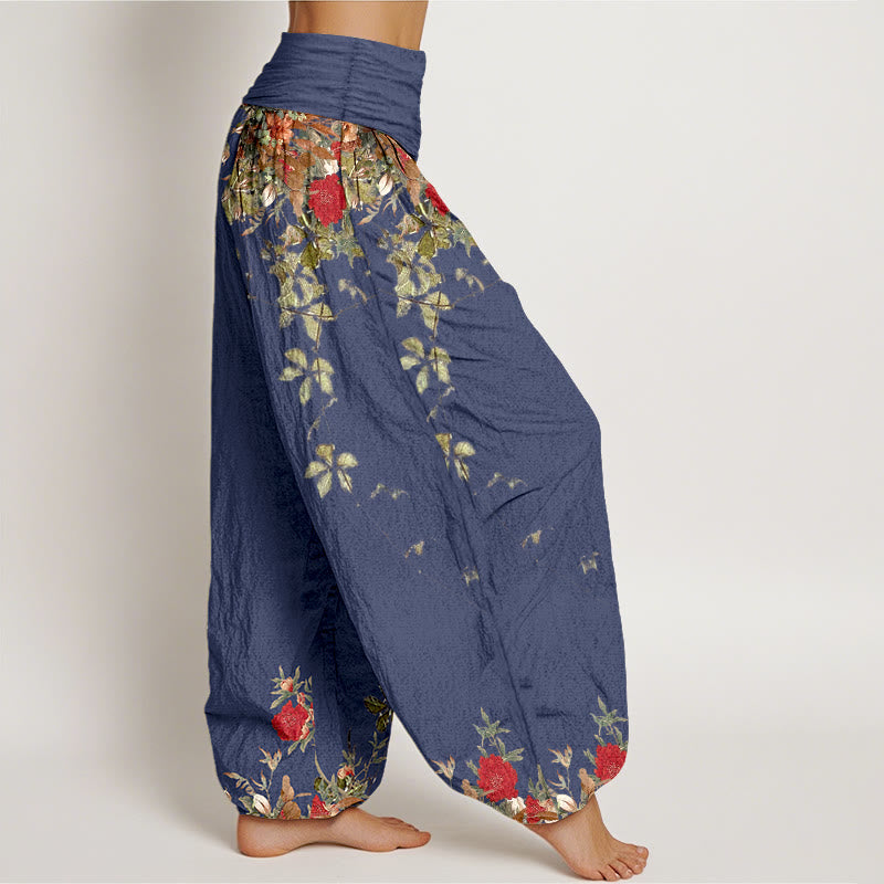 Breathable Cotton Botanical Print Mindful Movement Harem Pants