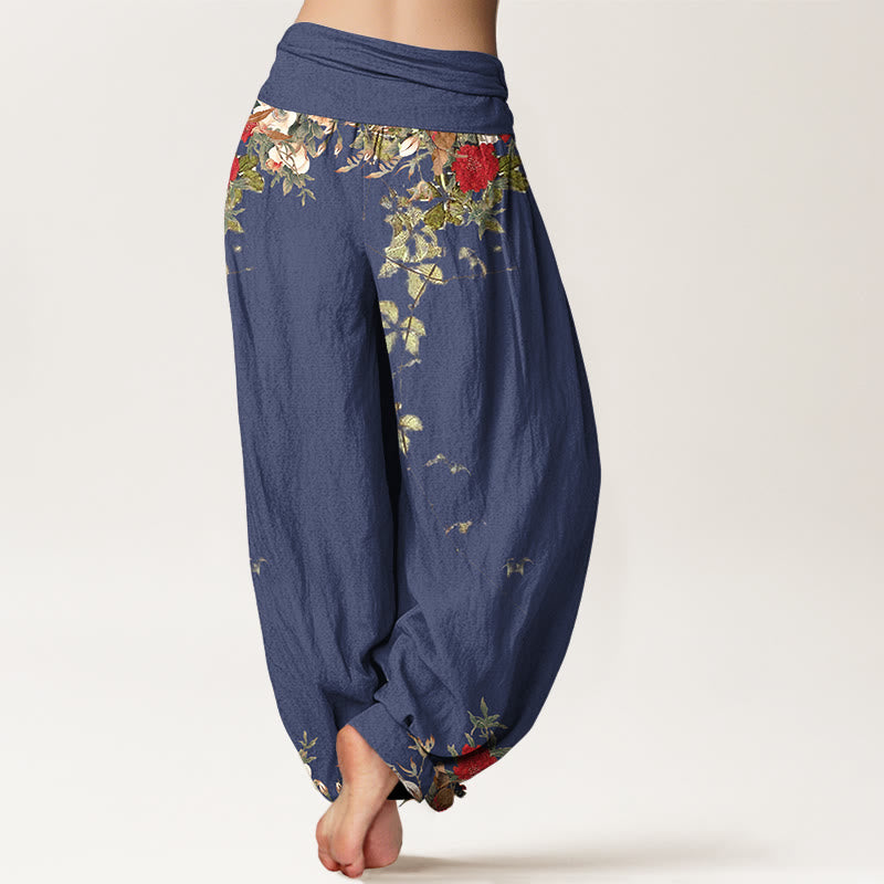 Breathable Cotton Botanical Print Mindful Movement Harem Pants