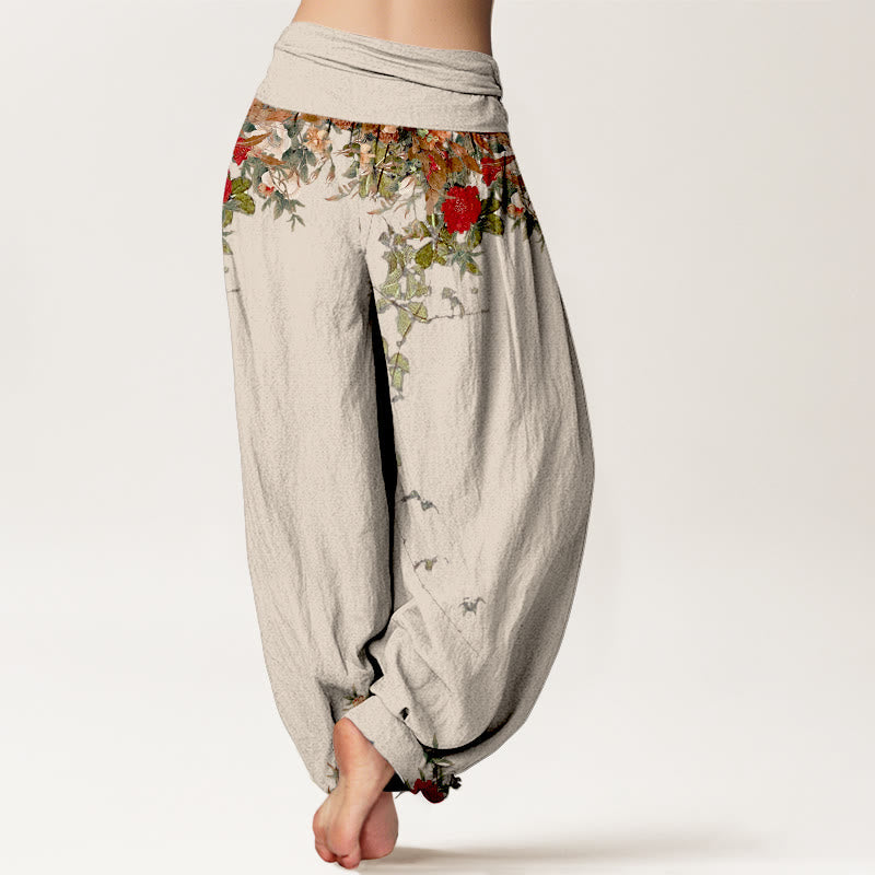 Breathable Cotton Botanical Print Mindful Movement Harem Pants