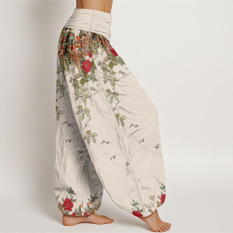 Breathable Cotton Botanical Print Mindful Movement Harem Pants