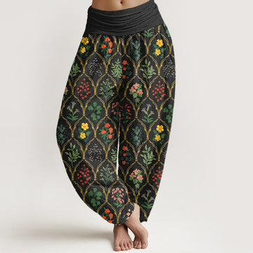 Breathable Pure Cotton Botanical Print Meditation Harem Pants