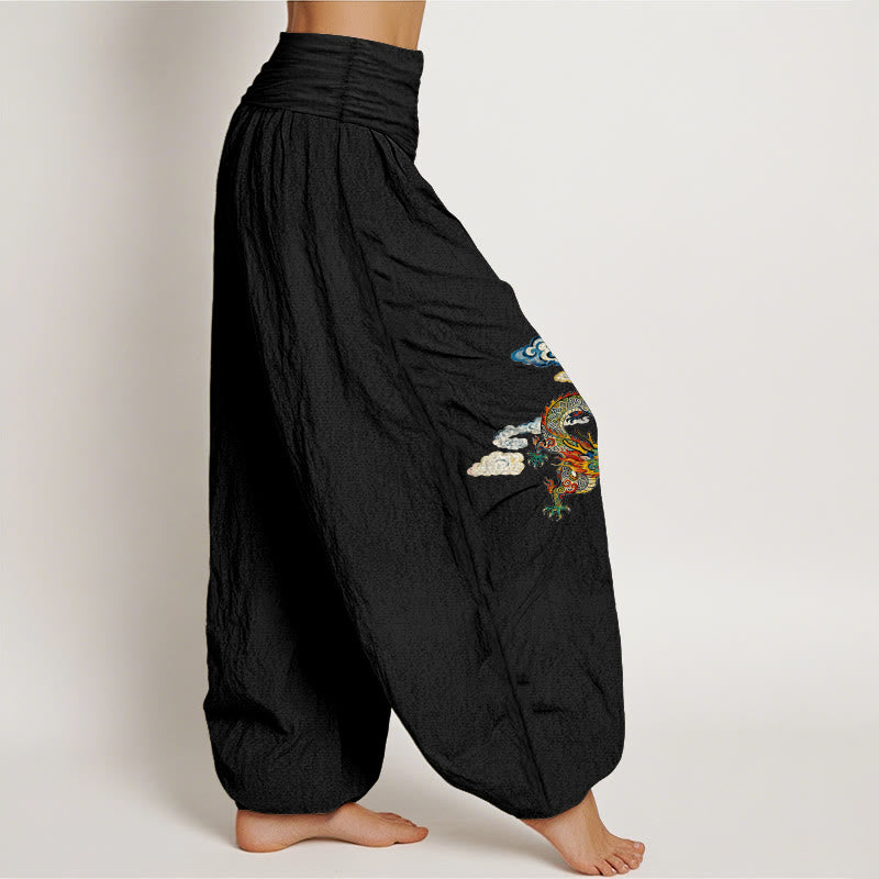 Pure Cotton Dragon Pattern Mindful Movement Women's Harem Pants