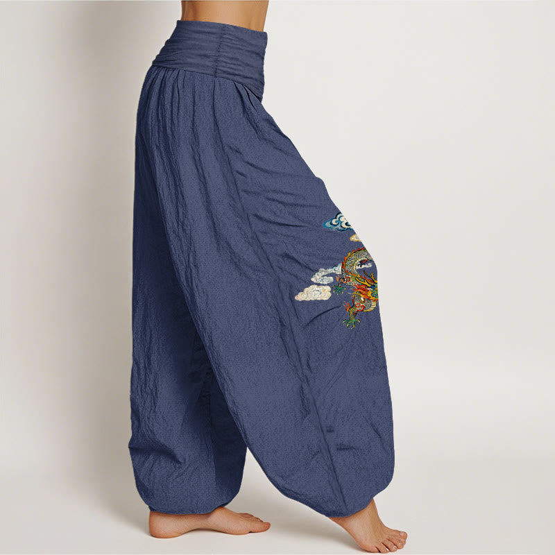Pure Cotton Dragon Pattern Mindful Movement Women's Harem Pants