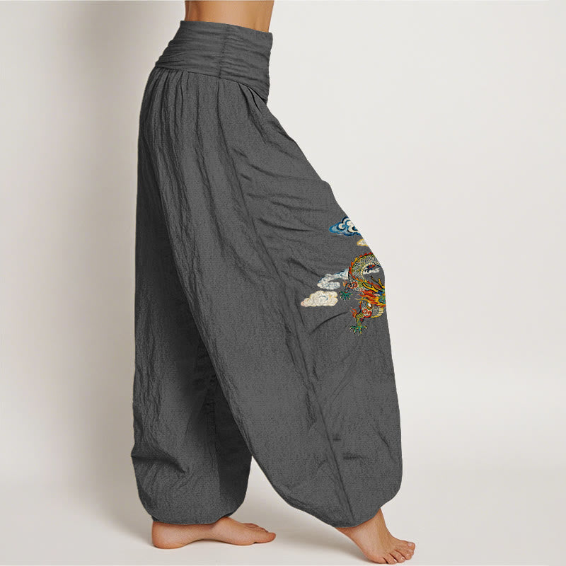Pure Cotton Dragon Pattern Mindful Movement Women's Harem Pants