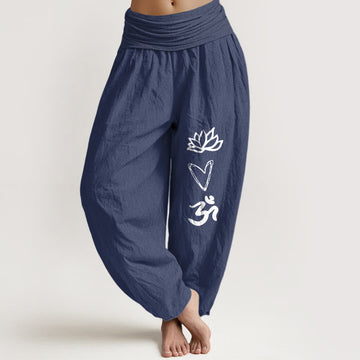 Tactile Cotton Sacred Symbol Mindful Movement Harem Pants