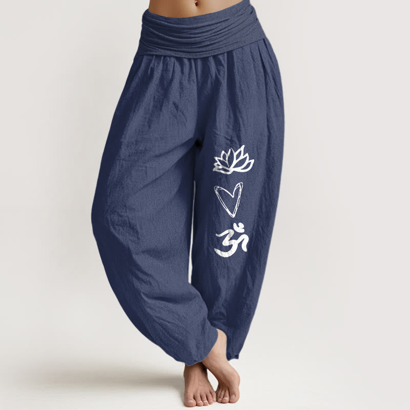 Tactile Cotton Sacred Symbol Mindful Movement Harem Pants
