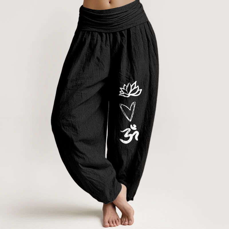 Tactile Cotton Sacred Symbol Mindful Movement Harem Pants