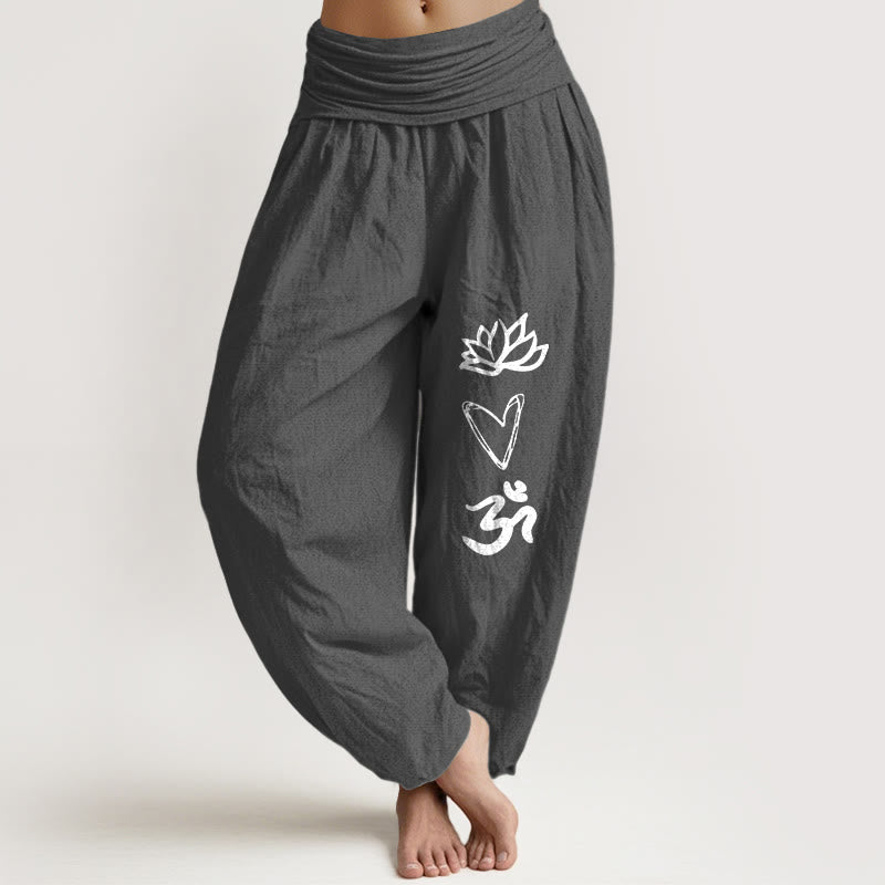 Tactile Cotton Sacred Symbol Mindful Movement Harem Pants
