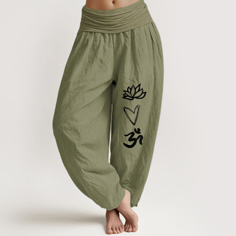 Tactile Cotton Sacred Symbol Mindful Movement Harem Pants