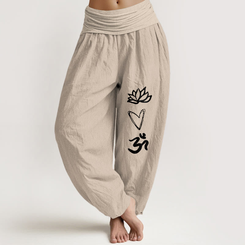 Tactile Cotton Sacred Symbol Mindful Movement Harem Pants