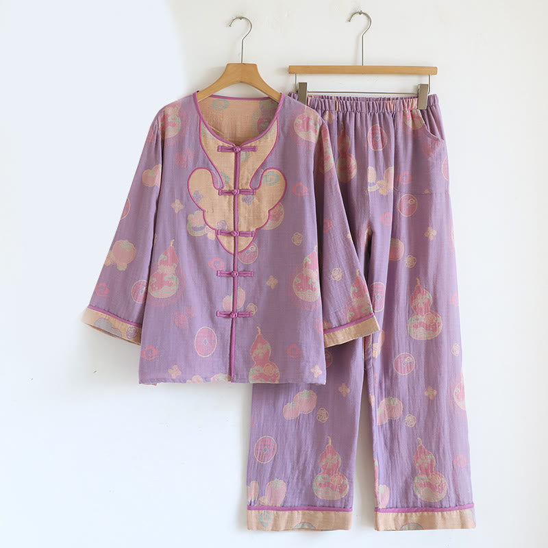Tactile Cotton-Blend Frog-Button Cardigan and Pants Mindful Set