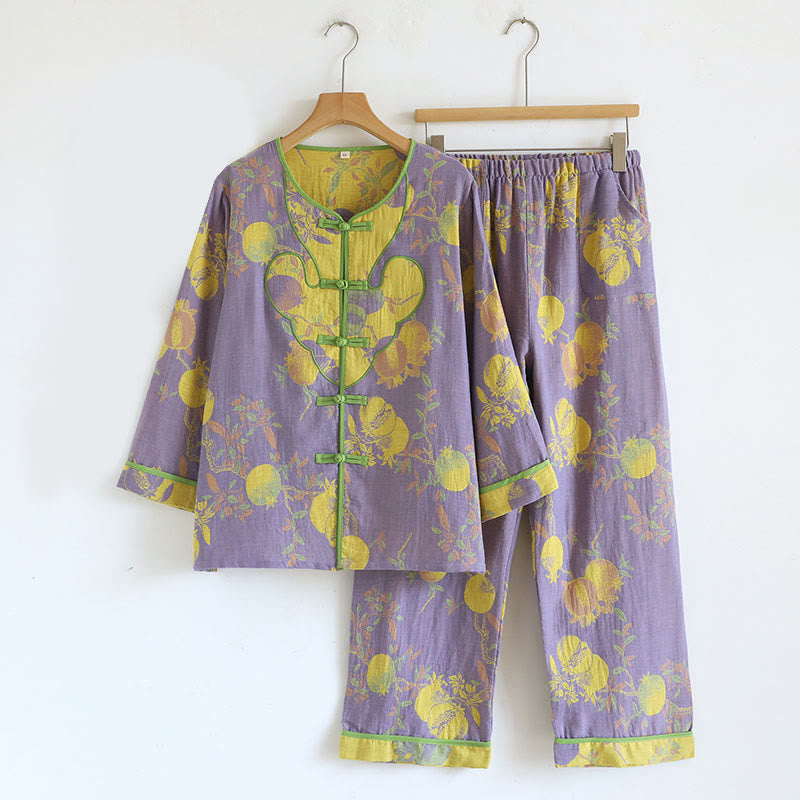Tactile Cotton-Blend Frog-Button Cardigan and Pants Mindful Set