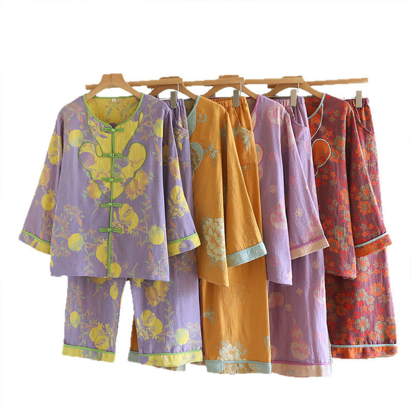 Tactile Cotton-Blend Frog-Button Cardigan and Pants Mindful Set