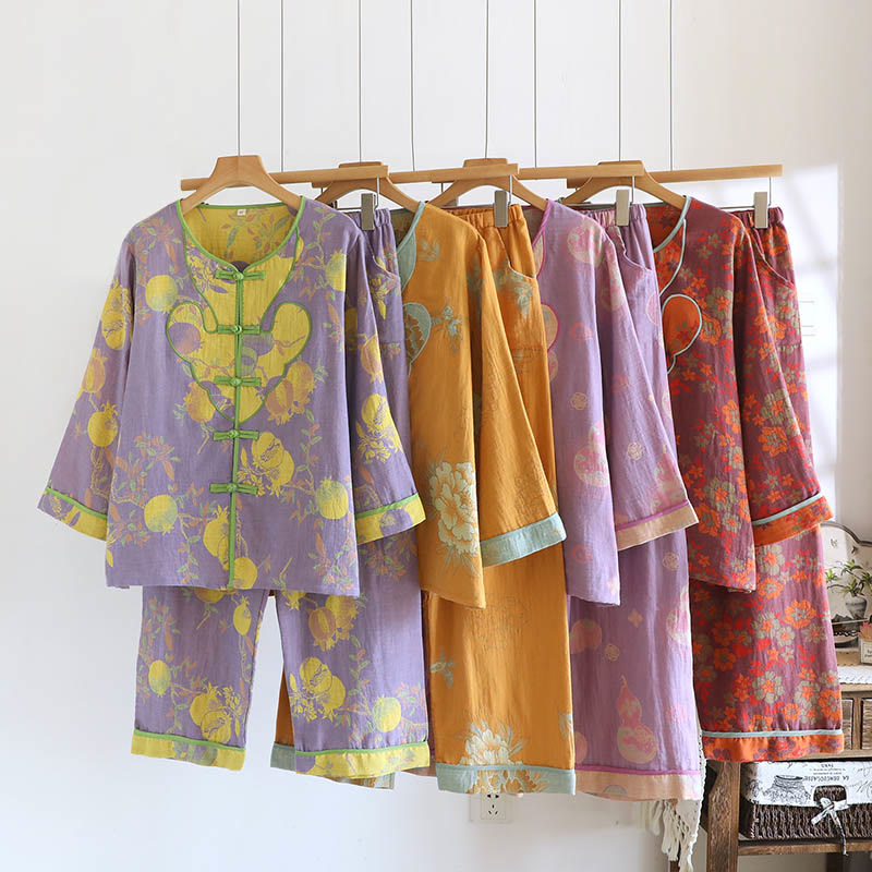 Tactile Cotton-Blend Frog-Button Cardigan and Pants Mindful Set