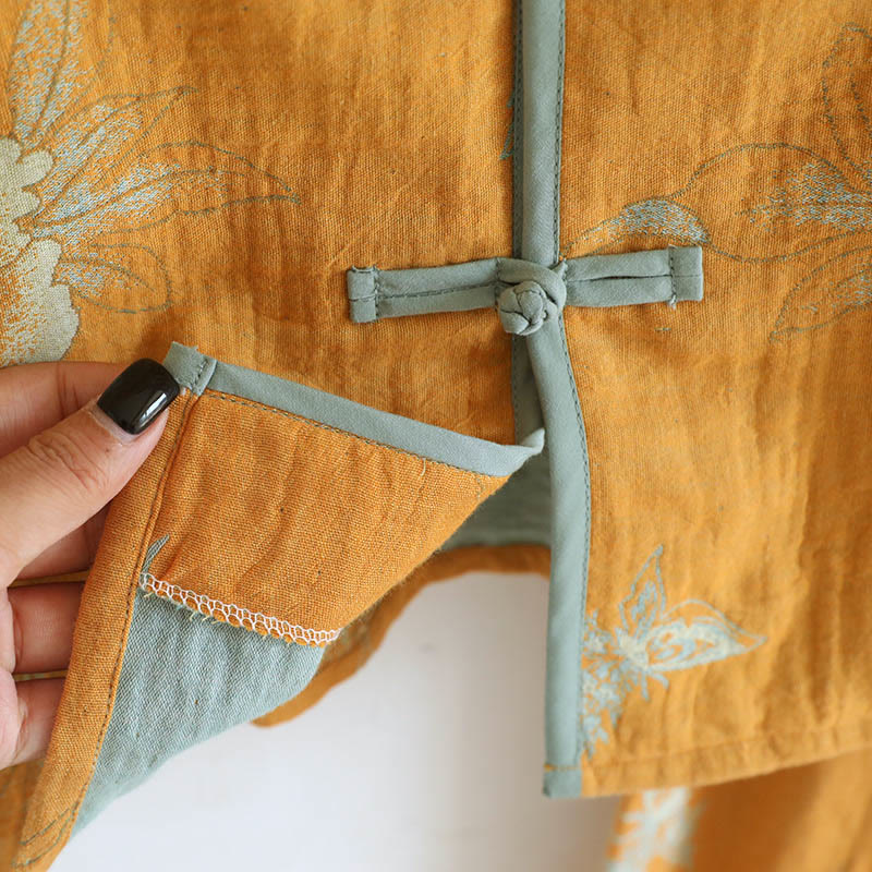Tactile Cotton-Blend Frog-Button Cardigan and Pants Mindful Set