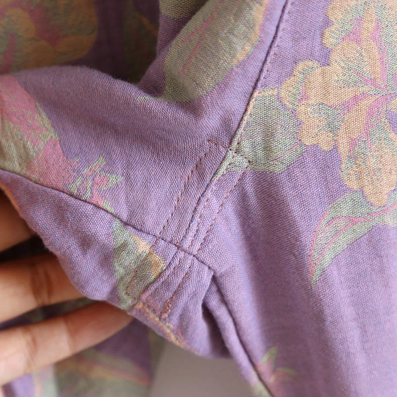 Breathable Cotton-Blend Floral Lounge Meditation 2-Piece Set