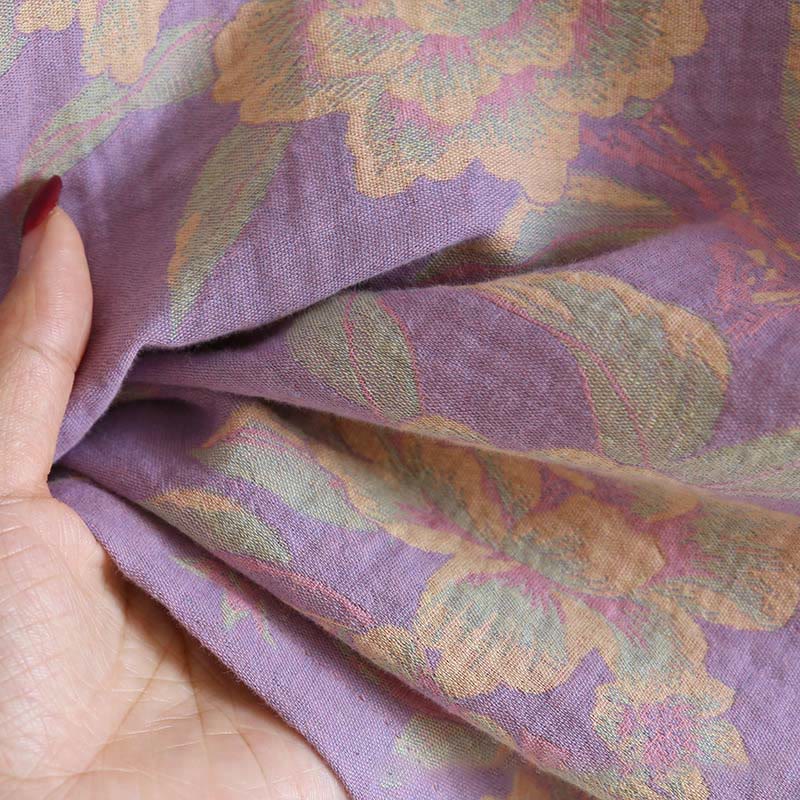 Breathable Cotton-Blend Floral Lounge Meditation 2-Piece Set