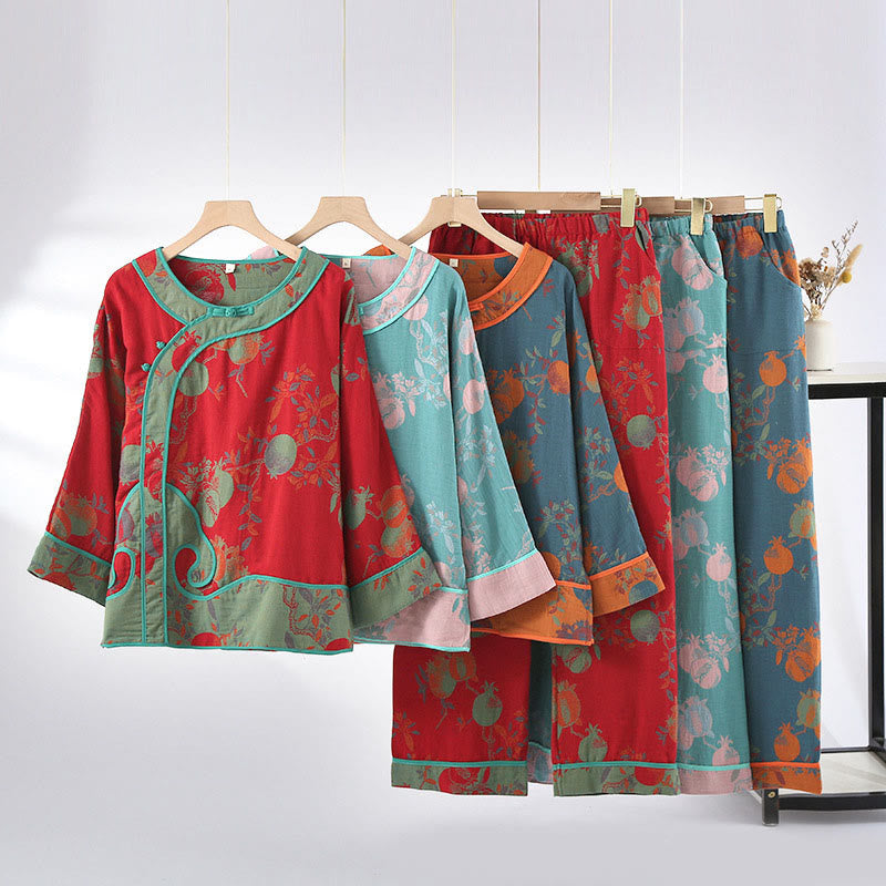 Cotton-Blend Patchwork Relaxed Meditation Two-Piece Set