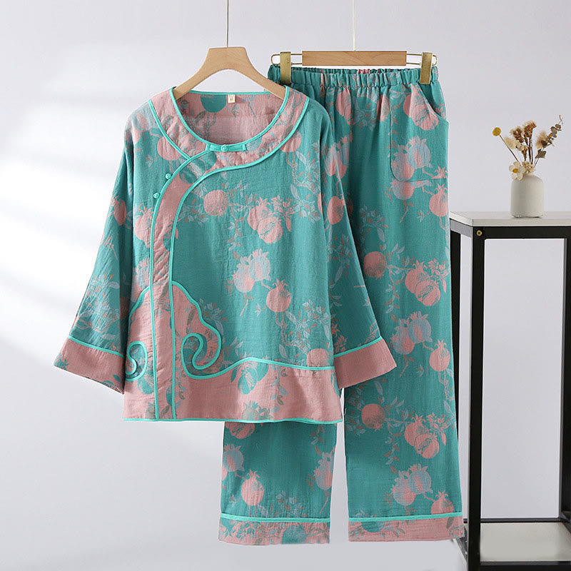 Cotton-Blend Patchwork Relaxed Meditation Two-Piece Set