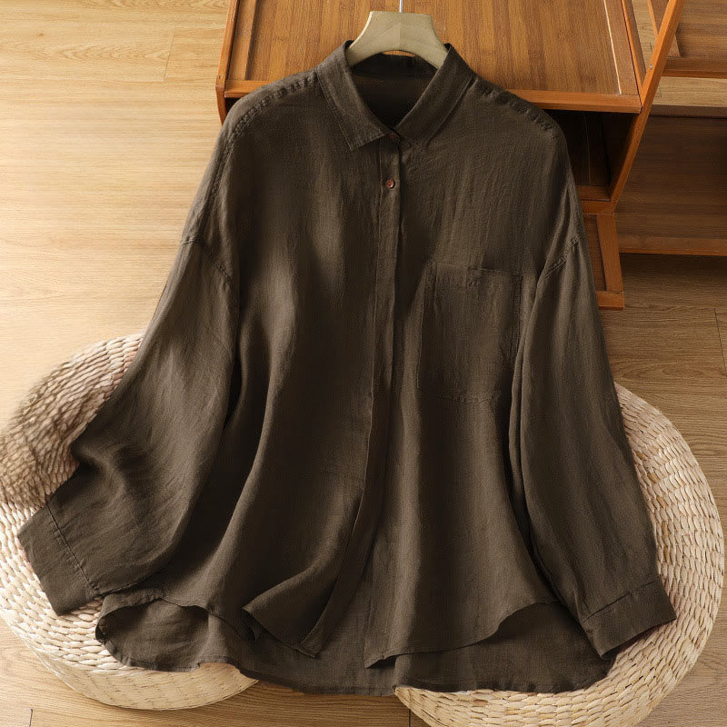 Structured Breathable Lapel Women's Mindful Lounge Shirt