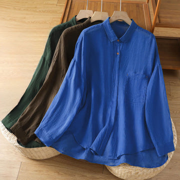 Structured Breathable Lapel Women's Mindful Lounge Shirt
