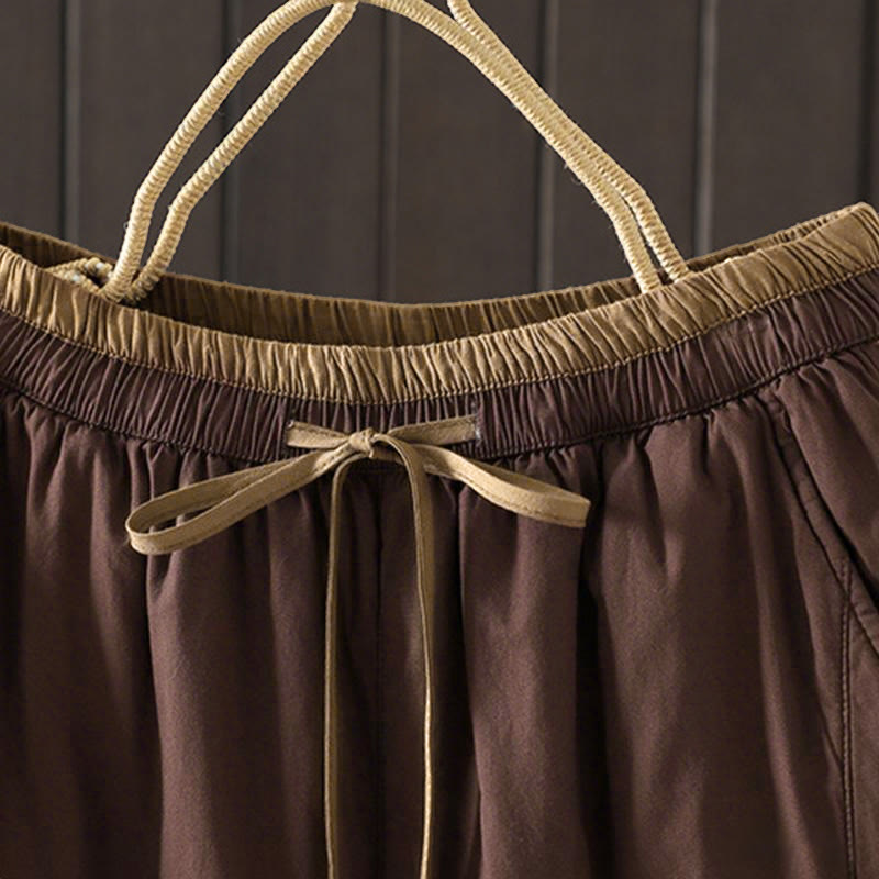 Plain Cotton Women's Harem Thermal Pants With Pockets