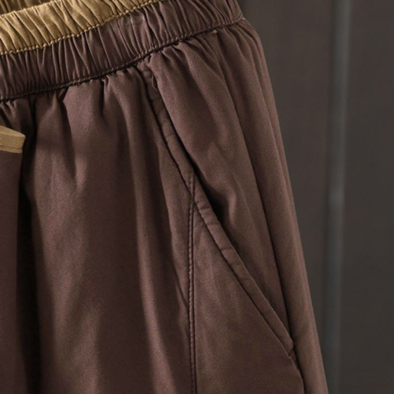 Plain Cotton Women's Harem Thermal Pants With Pockets