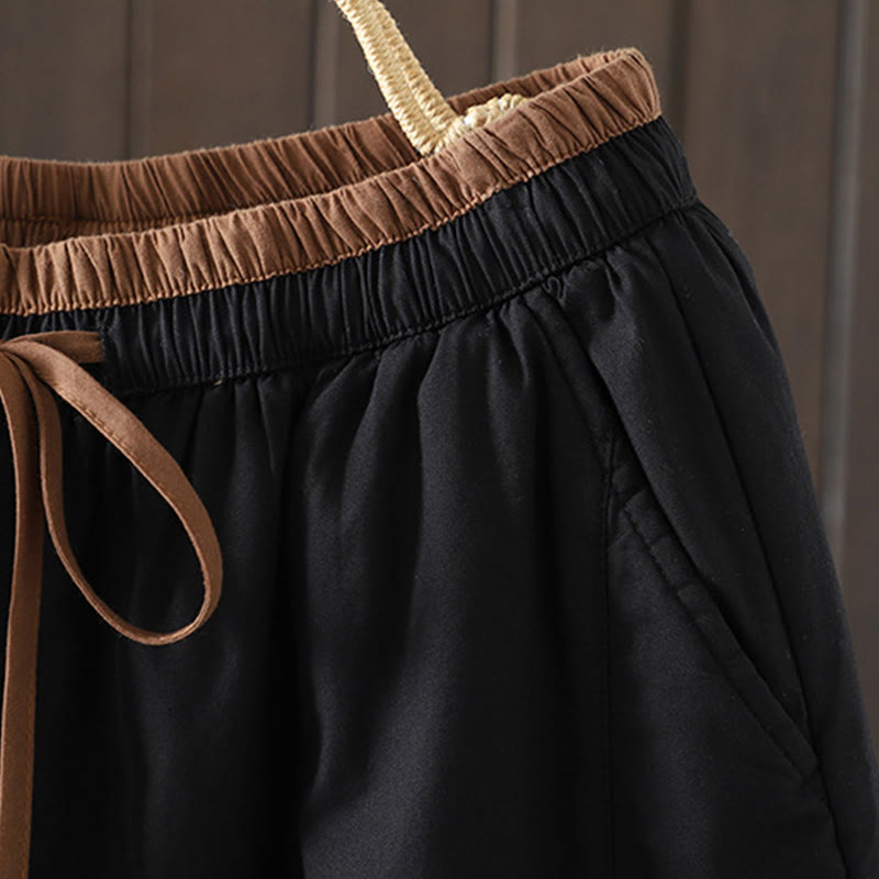 Plain Cotton Women's Harem Thermal Pants With Pockets