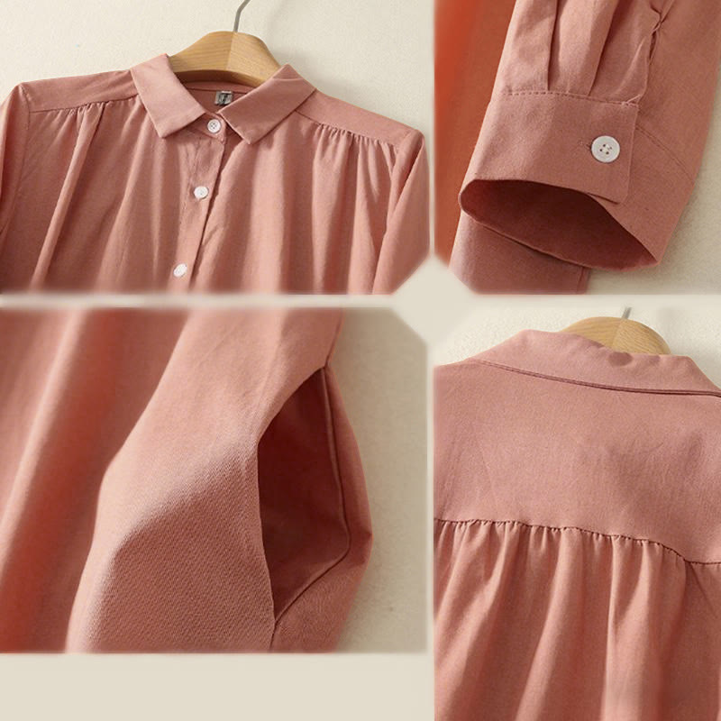 Tactile Cotton Relaxed Long-Sleeve Grounding Midi Dress